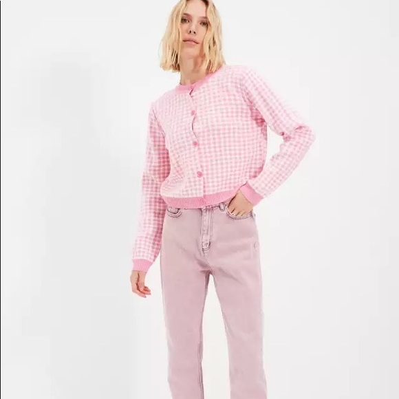 Pink Jacquard Knit Cardigan - Picture 2 of 4